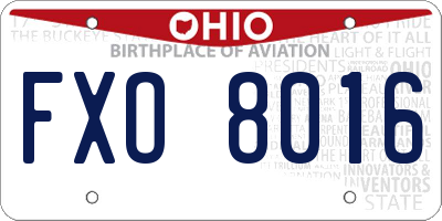OH license plate FXO8016