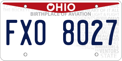 OH license plate FXO8027