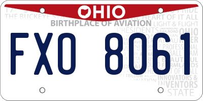 OH license plate FXO8061