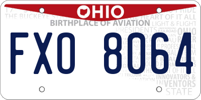 OH license plate FXO8064