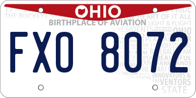 OH license plate FXO8072