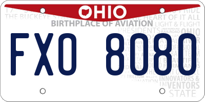 OH license plate FXO8080