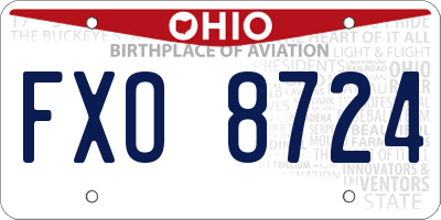 OH license plate FXO8724