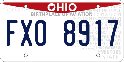 OH license plate FXO8917