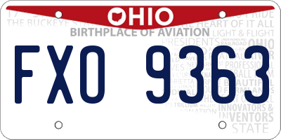 OH license plate FXO9363