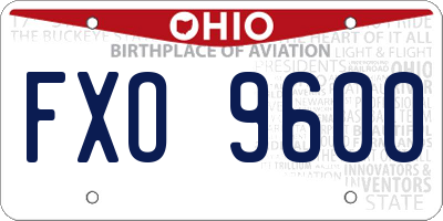 OH license plate FXO9600