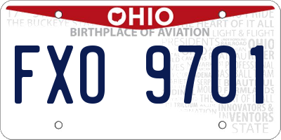 OH license plate FXO9701