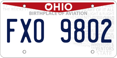 OH license plate FXO9802