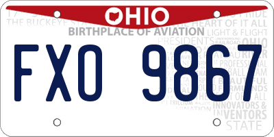 OH license plate FXO9867