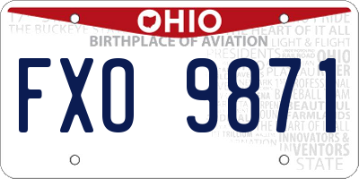 OH license plate FXO9871