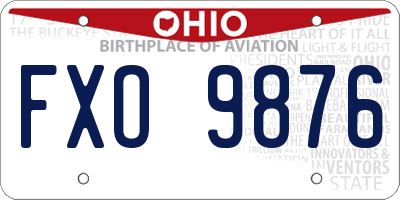 OH license plate FXO9876