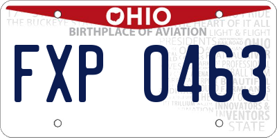 OH license plate FXP0463