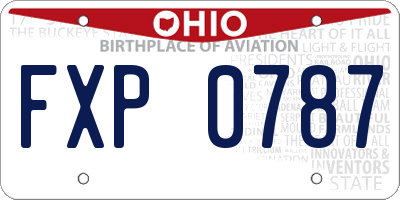 OH license plate FXP0787