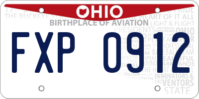 OH license plate FXP0912