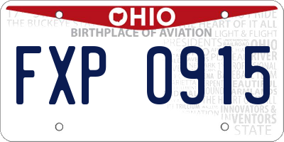 OH license plate FXP0915