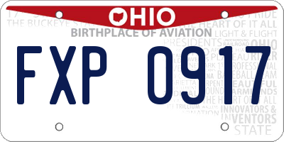 OH license plate FXP0917