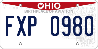OH license plate FXP0980