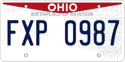 OH license plate FXP0987