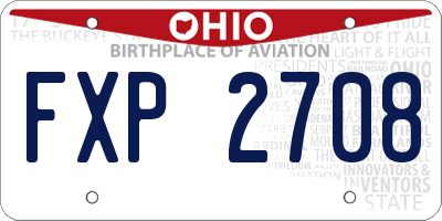 OH license plate FXP2708