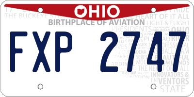 OH license plate FXP2747