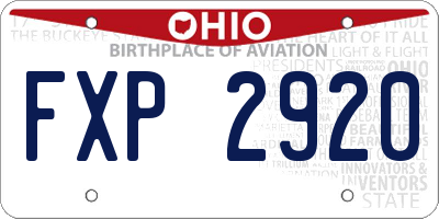 OH license plate FXP2920