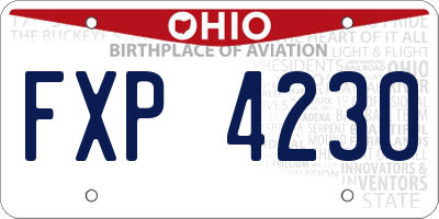 OH license plate FXP4230