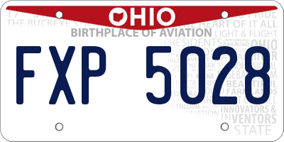 OH license plate FXP5028