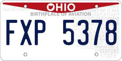 OH license plate FXP5378