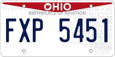 OH license plate FXP5451