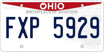 OH license plate FXP5929