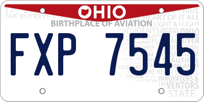 OH license plate FXP7545