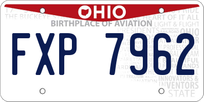 OH license plate FXP7962