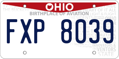 OH license plate FXP8039