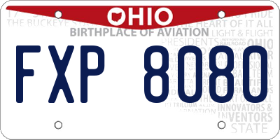 OH license plate FXP8080