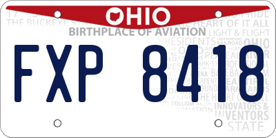 OH license plate FXP8418