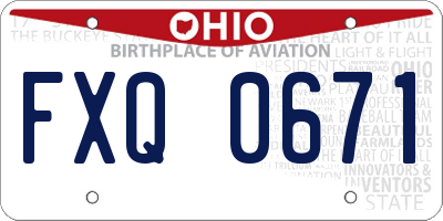 OH license plate FXQ0671