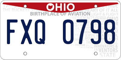 OH license plate FXQ0798