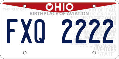 OH license plate FXQ2222
