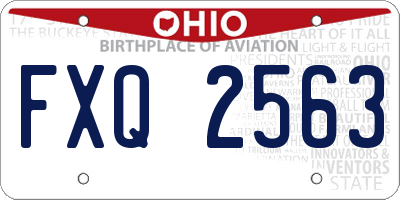 OH license plate FXQ2563