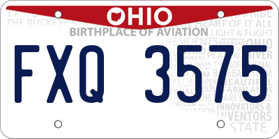 OH license plate FXQ3575
