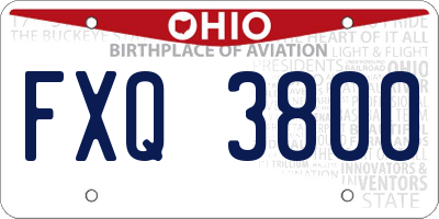 OH license plate FXQ3800