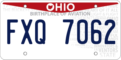 OH license plate FXQ7062