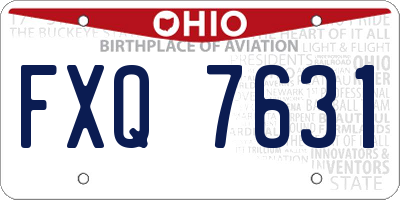 OH license plate FXQ7631
