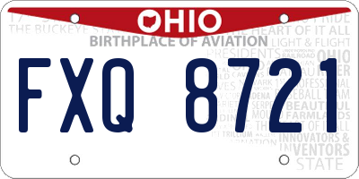 OH license plate FXQ8721