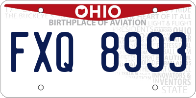 OH license plate FXQ8993