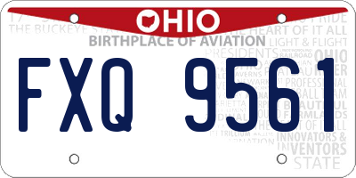 OH license plate FXQ9561