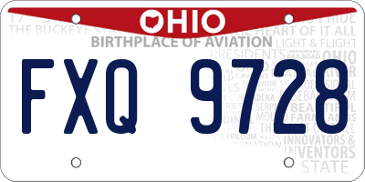 OH license plate FXQ9728