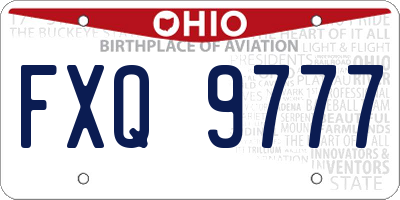 OH license plate FXQ9777