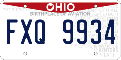OH license plate FXQ9934