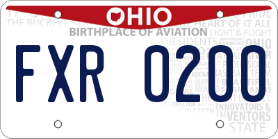 OH license plate FXR0200